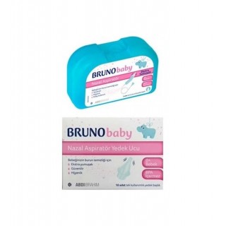 Bruno Baby Nazal Burun Aspiratörü 10'lu Yedek Uç + Nazal Aspiratör Bruno Baby Nazal Burun Aspiratörü 10'lu Yedek Uç + Nazal Aspiratör