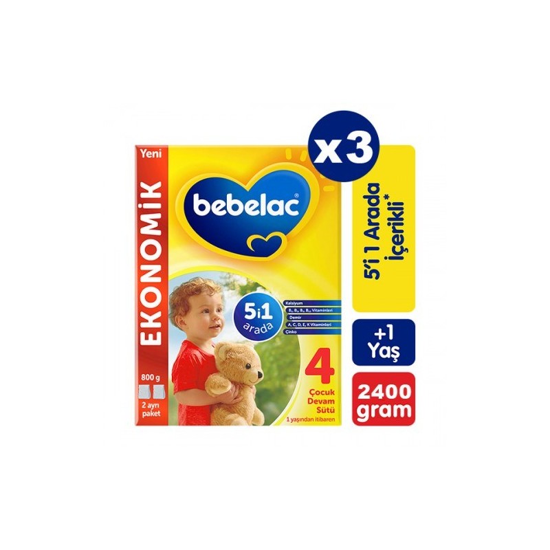 Bebelac 4 Çocuk Devam Sütü 800 gr 3 Adet