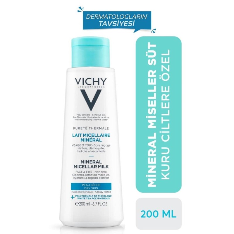Vichy Purete Thermale Mineral Micellar Milk 200 ml Misel Temizleme Sütü