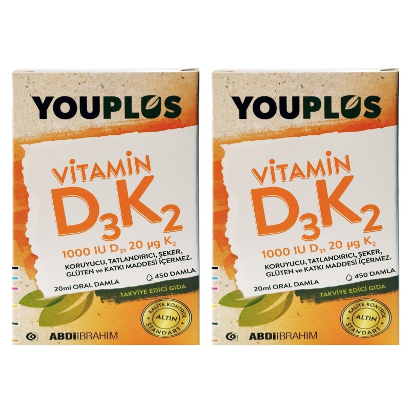 Youplus D3K2 1000 Iu 20 Ml Damla 2 Adet
