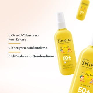 Orzax Shiniq UV Defence Bebek ve Çocuklar için Güneş Koruyucu Vücut Spreyi SPF50+ 200ml.