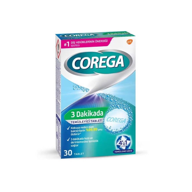 Corega 3 Dakikada Diş Protezi Temizleyici 30 Tablet