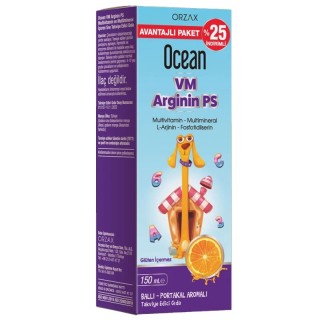 Ocean VM Arginin PS Şurup 150 ml Ballı Portakal Aromalı Takviye Edici Gıda Multivitamin İçerikli