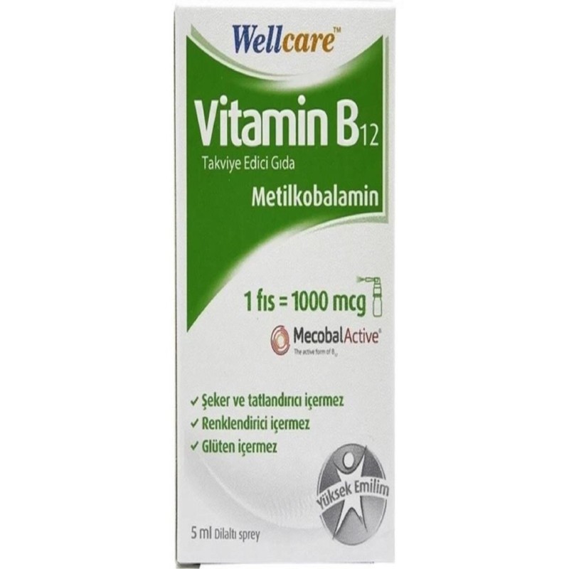 Wellcare Vitamin B12 (Metilkobalamin) 1000 mcg Sprey 5 ml