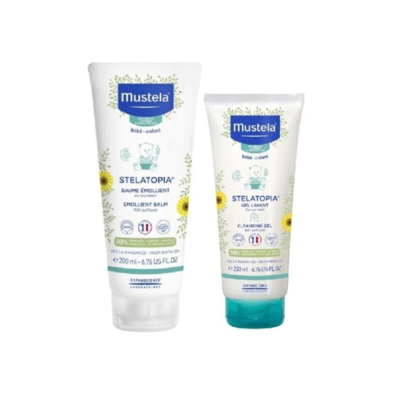 Mustela Stelatopia Emollient Balm 200 ml + Cleansing Gel 200 ml