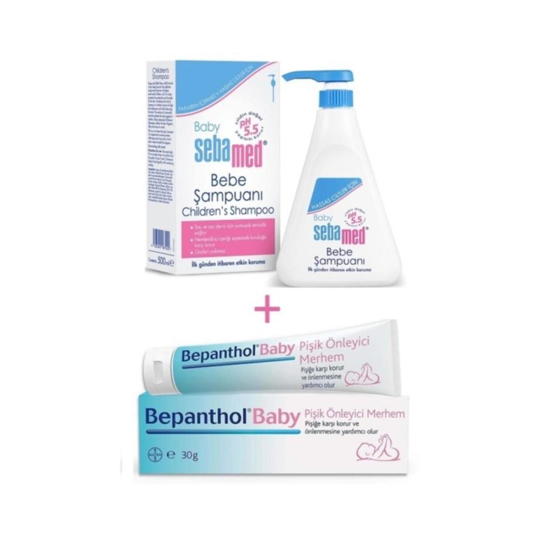 Sebamed Yenidoğan Şampuan 500 Ml + Bepanthol Pişik Önleyici Krem 30 Gr