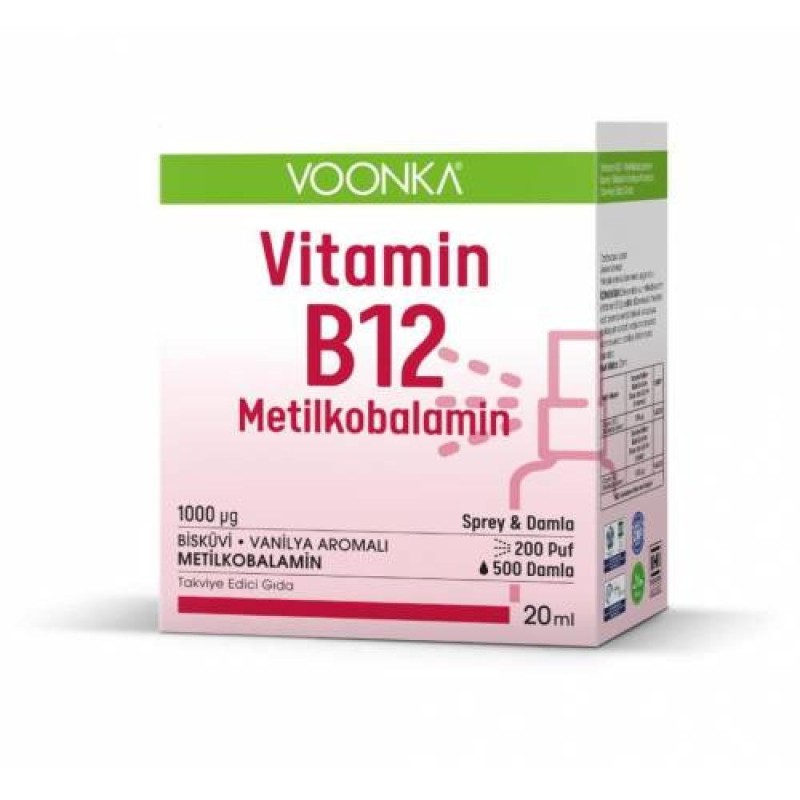 Voonka Vıtamın B12 Metılkobalamın Sprey Damla 20 ml