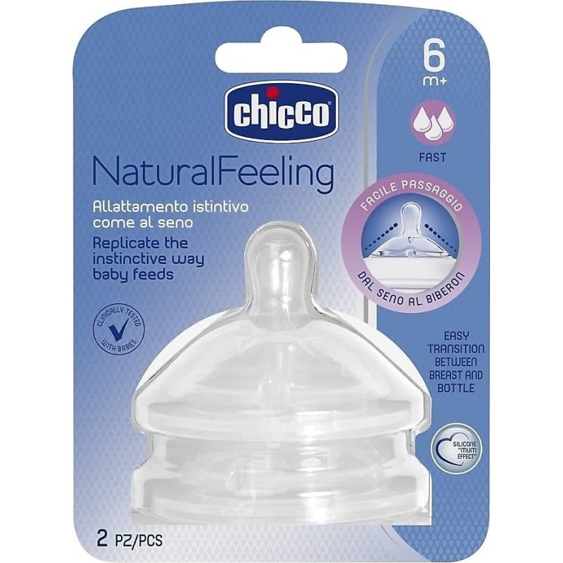 Chicco Natural Feeling Biberon Emziği 6+ Ay Hızlı Akış 2 li