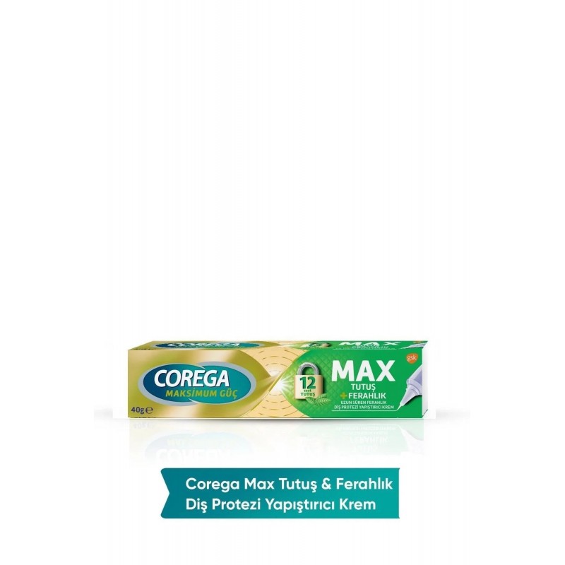 Corega Maksimum Güç Max Tutuş + Ferah Diş Protezi Yapıştırıcı Krem 40 gr Corega Maksimum Güç Max Tutuş + Ferah Diş Protezi Yapıştırıcı Krem 40 gr