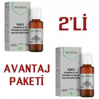 Venatura Vitamin D3K2 20 ml Damla 2 Adet Venatura Vitamin D3K2 20 ml Damla 2 Adet