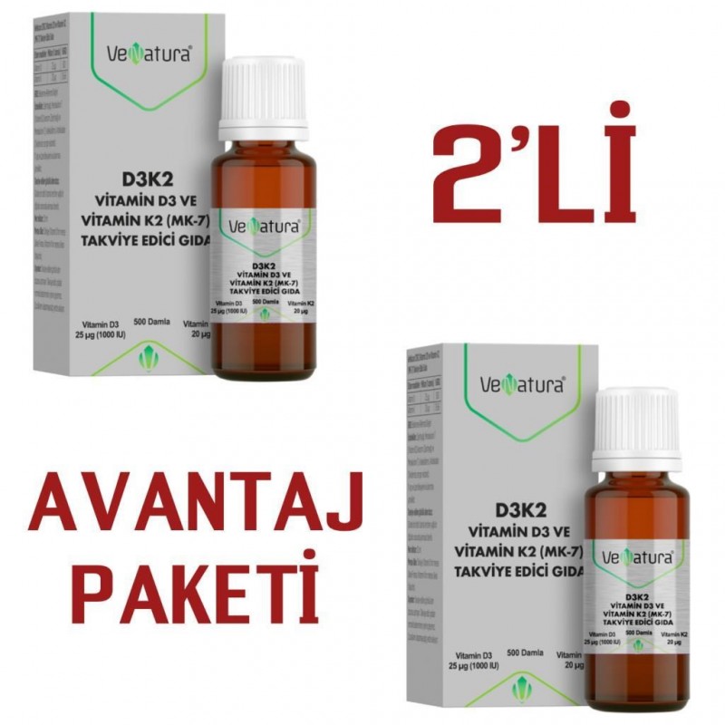 Venatura Vitamin D3K2 20 ml Damla 2 Adet