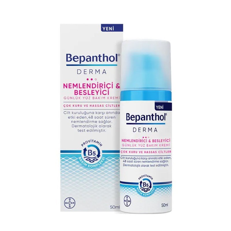 Bepanthol Derma Nemlendirici Besleyici Günlük Yüz Bakım Kremi Çok Kuru ve Hassas Ciltler 50 ml