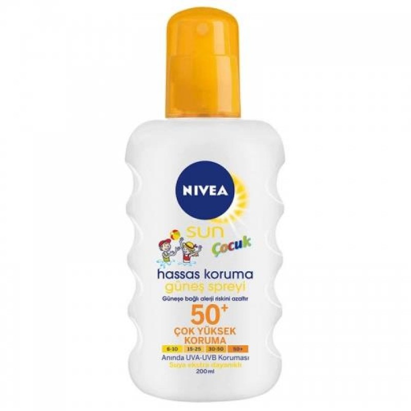 Nivea Sun Kids Hassas Koruma Spf 50+ 200 ml Çocuklar İçin Güneş Spreyi