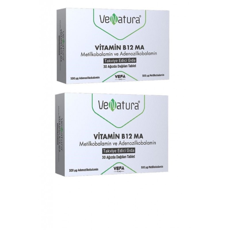 Venatura Vitamin B12 Ma Metilkobalamin ve Adenozilkobalamin 30 Tablet 2 Adet