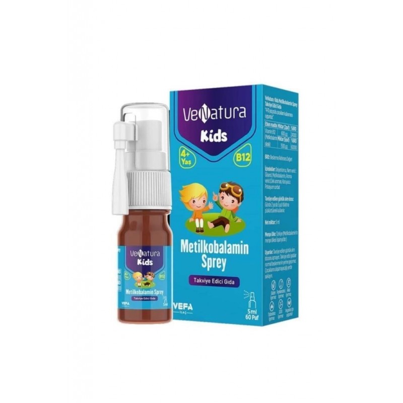 Venatura Kids B12 Metilkobalamin 5 ml 60 Puf Sprey Venatura Kids B12 Metilkobalamin 5 ml 60 Puf Sprey