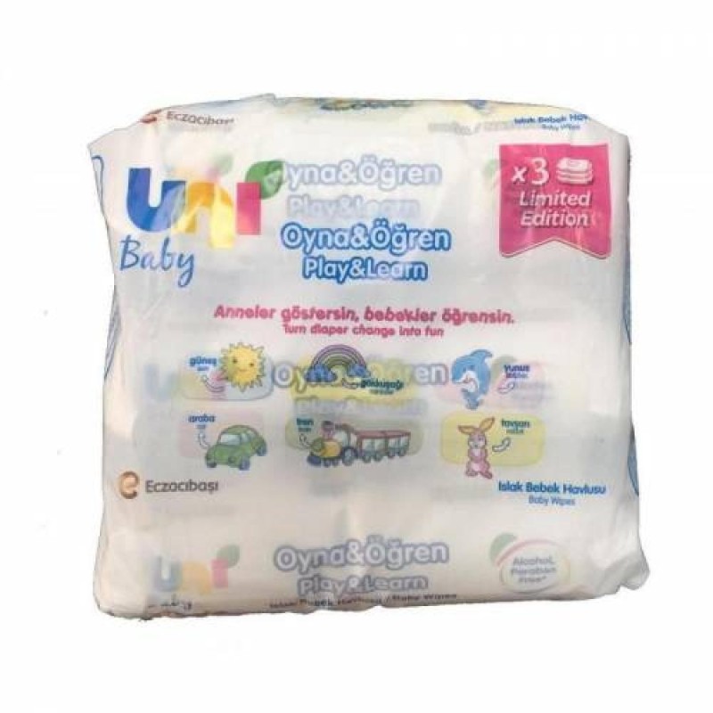 Uni Baby Oyna Öğren 52 Yaprak 3 lü Paket Islak Mendil