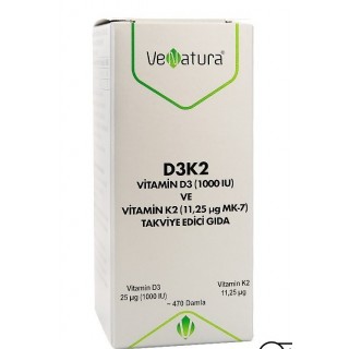 Venatura D3K2 Vitamin D3 ve K2(11,25 mcg MK-7) Damla 20 ml Venatura D3K2 Vitamin D3 ve K2(11,25 mcg MK-7) Damla 20 ml