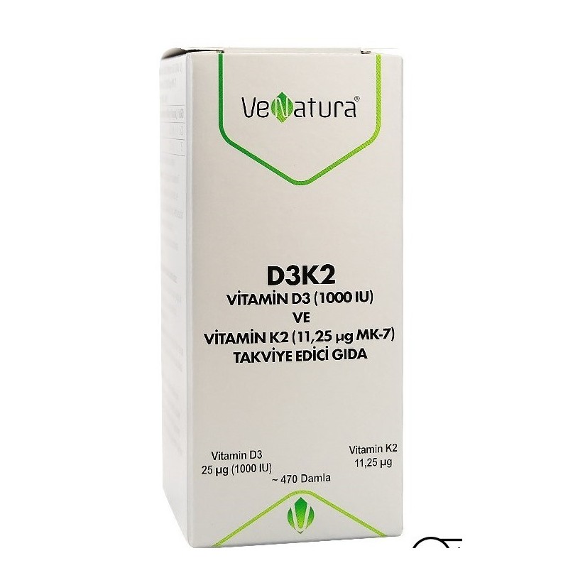 Venatura D3K2 Vitamin D3 ve K2(11,25 mcg MK-7) Damla 20 ml