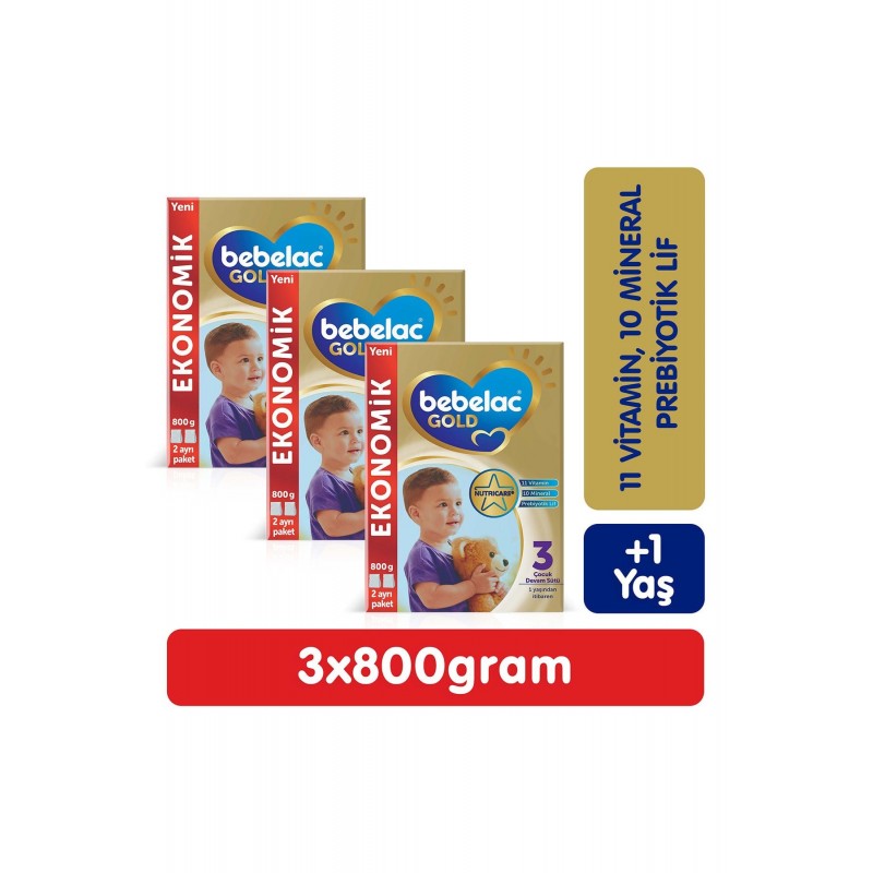 Bebelac Gold 3 Devam Sütü 800 gr 3 Adet