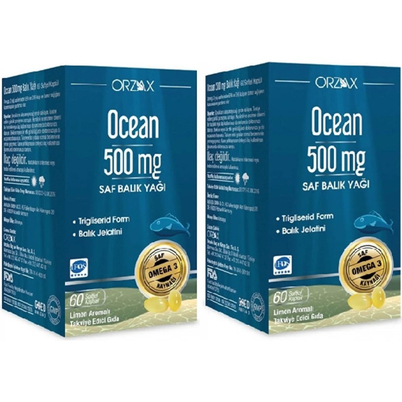 Ocean Saf Balık Yağı 500 mg 60 Kapsül 2 Adet