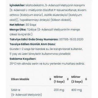 Venatura SAM-e (S-ADENOZİL METİYONİN) 30 Şase Venatura SAM-e (S-ADENOZİL METİYONİN) 30 Şase